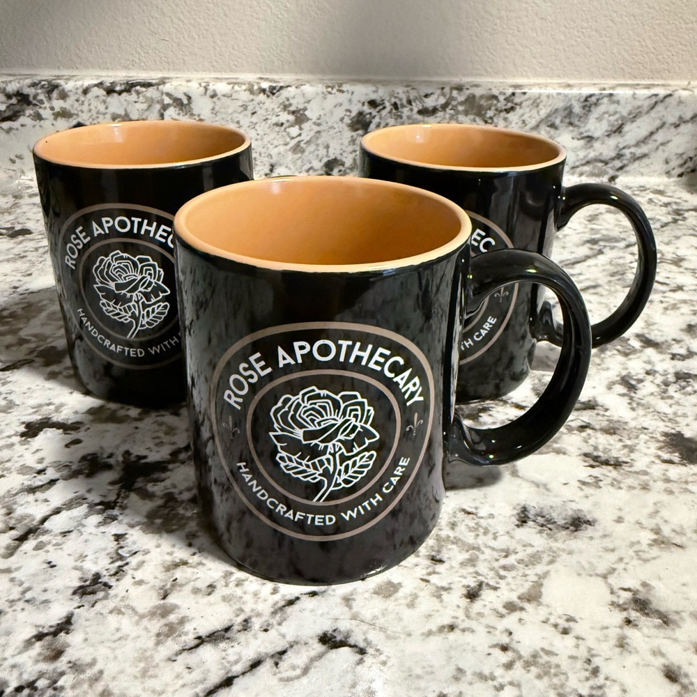 Black Ceramic Mug Set rose apothecary handcrafted with care